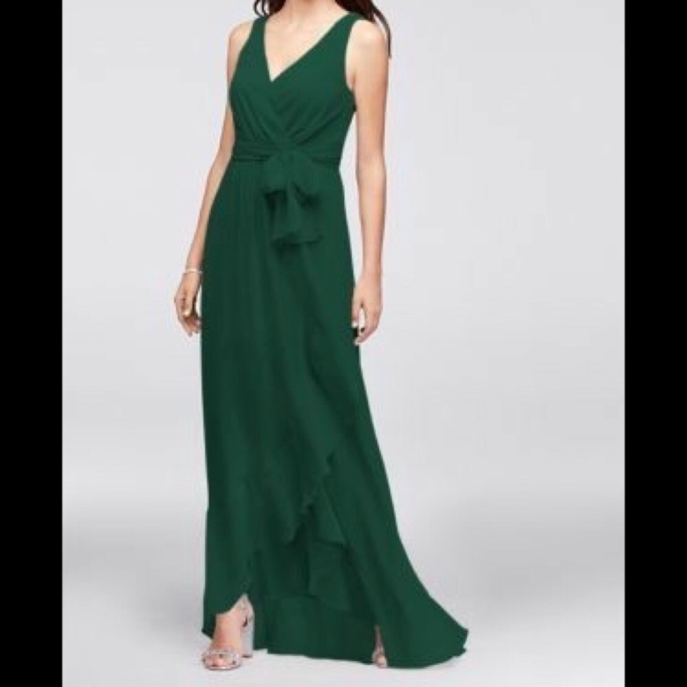 David’s Bridal Green Gown Bridesmaids Dress